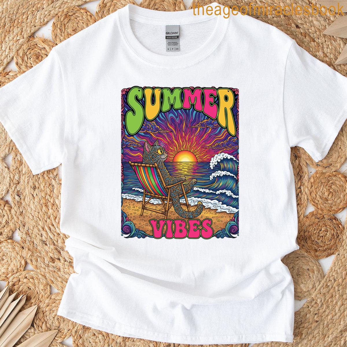Summer Vibes Cat On Beach T-shirt