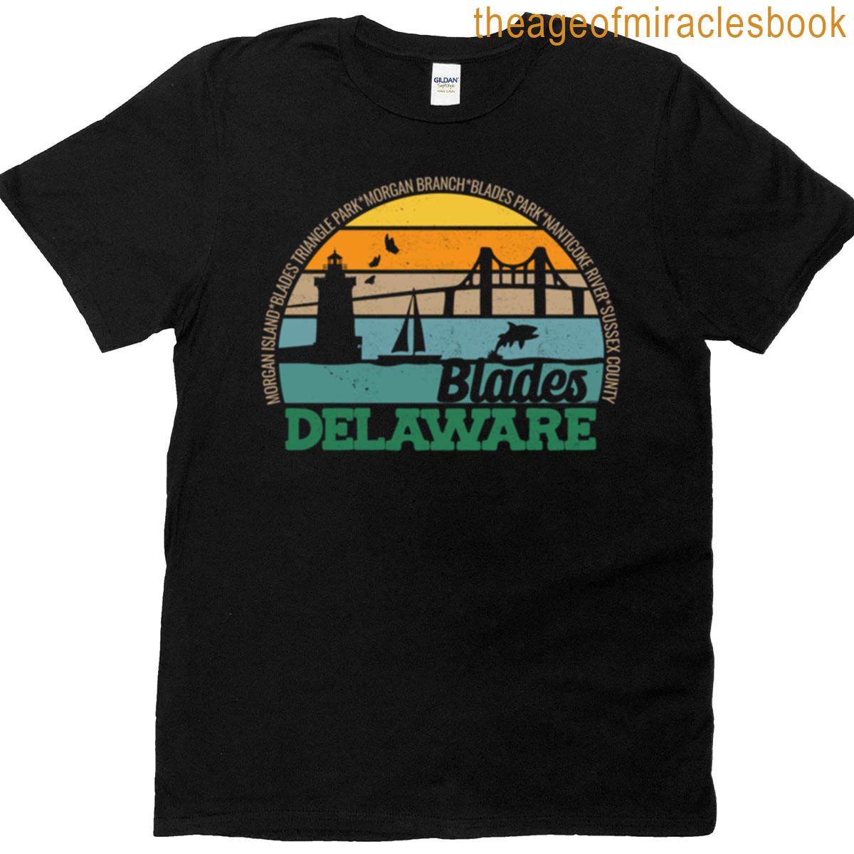 Blades Delaware Retro Sunset Local Pride Logo T-shirt