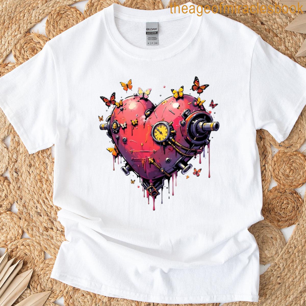 Clockwork Heart Steampunk Mechanical Fantasy Illustration T-shirt