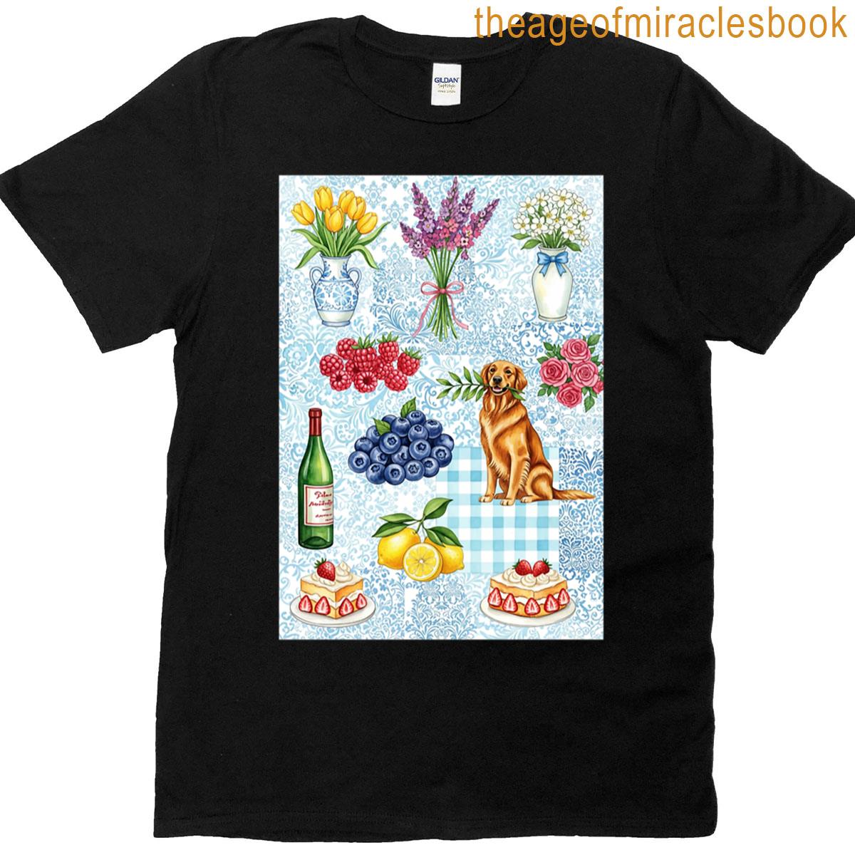 Dog And Flowers T-shirt
