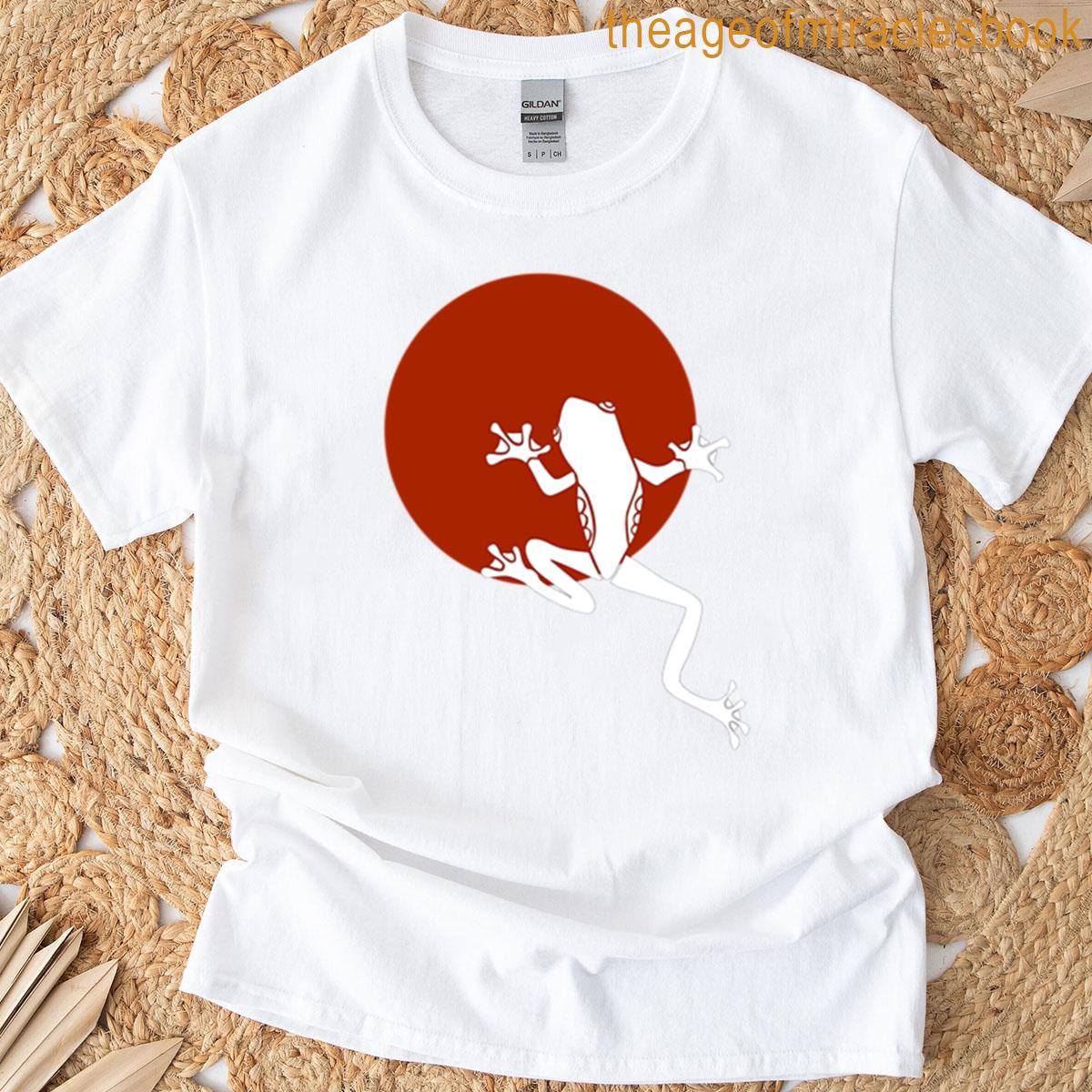 Minimalist Frog Silhouette With Red Circle Background T-shirt