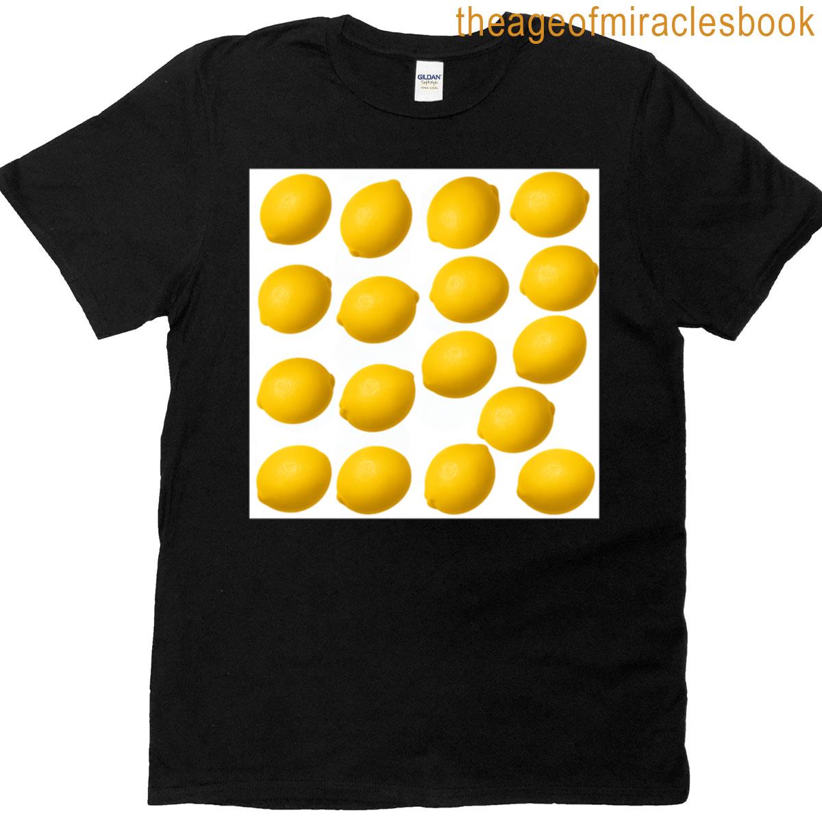 Realistic Lemon Pattern Fresh Citrus Fruit Design T-shirt