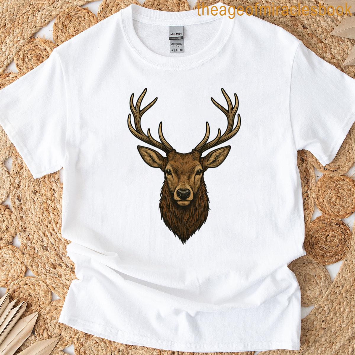 Realistic Stag Head Wildlife Logo T-shirt