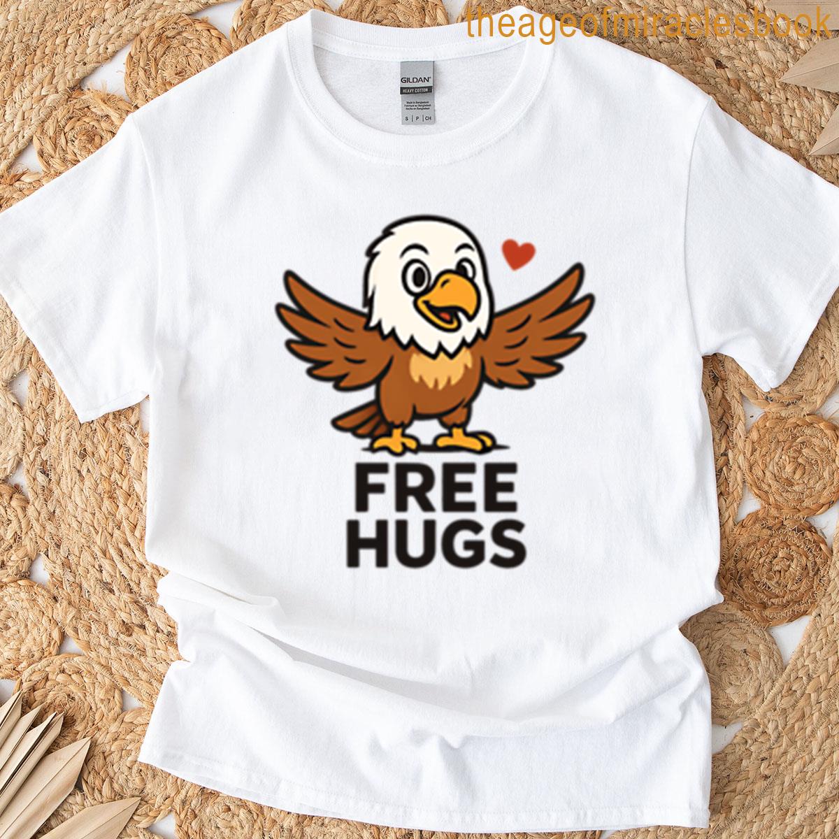 Cute Eagly Hug Free Hugs Comic Eagle T-shirt