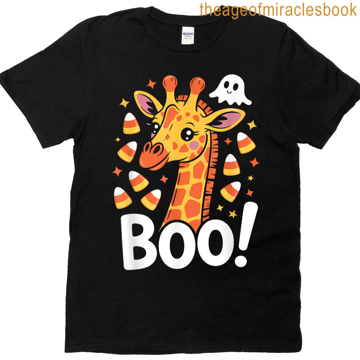 Cute Spooky Funny Halloween Giraffe Ghost Boo T-shirt