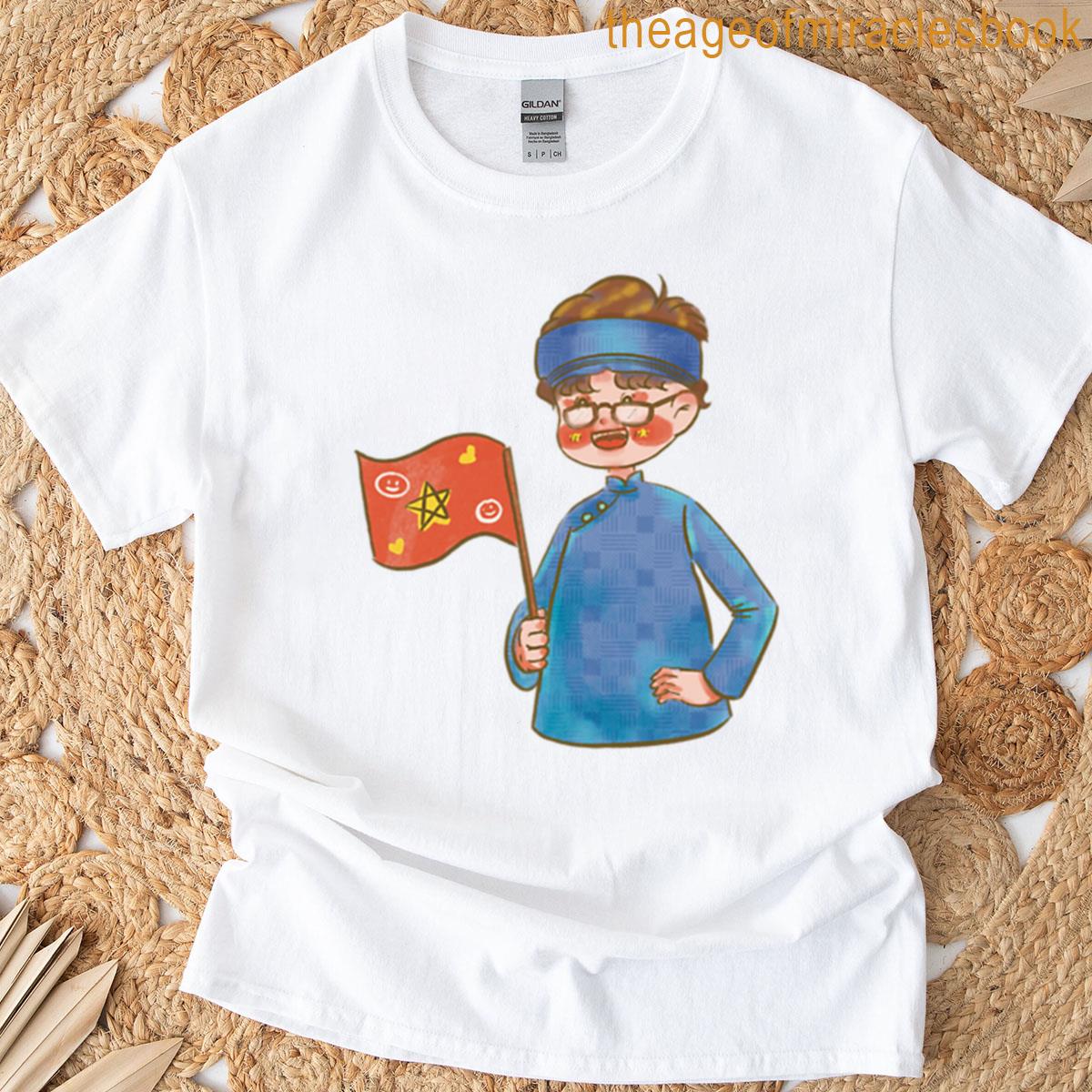 Cute Vietnamese Boy With Ao Dai And Flag T-shirt