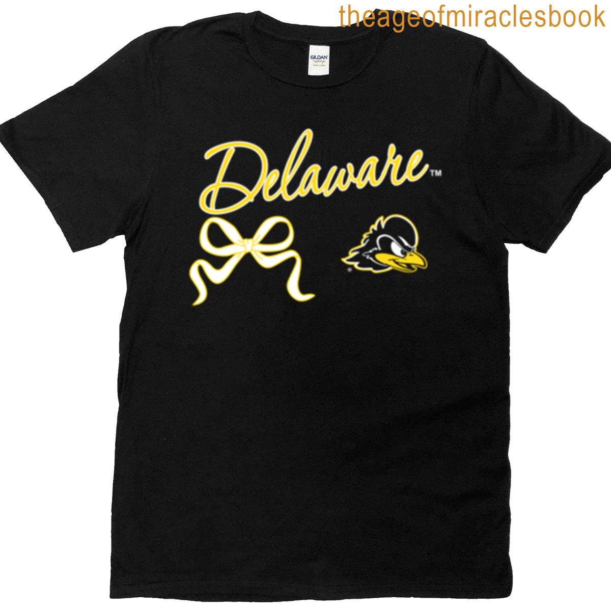 Delaware Fightin Blue Hens Bow Script Officially Licensed T-shirt