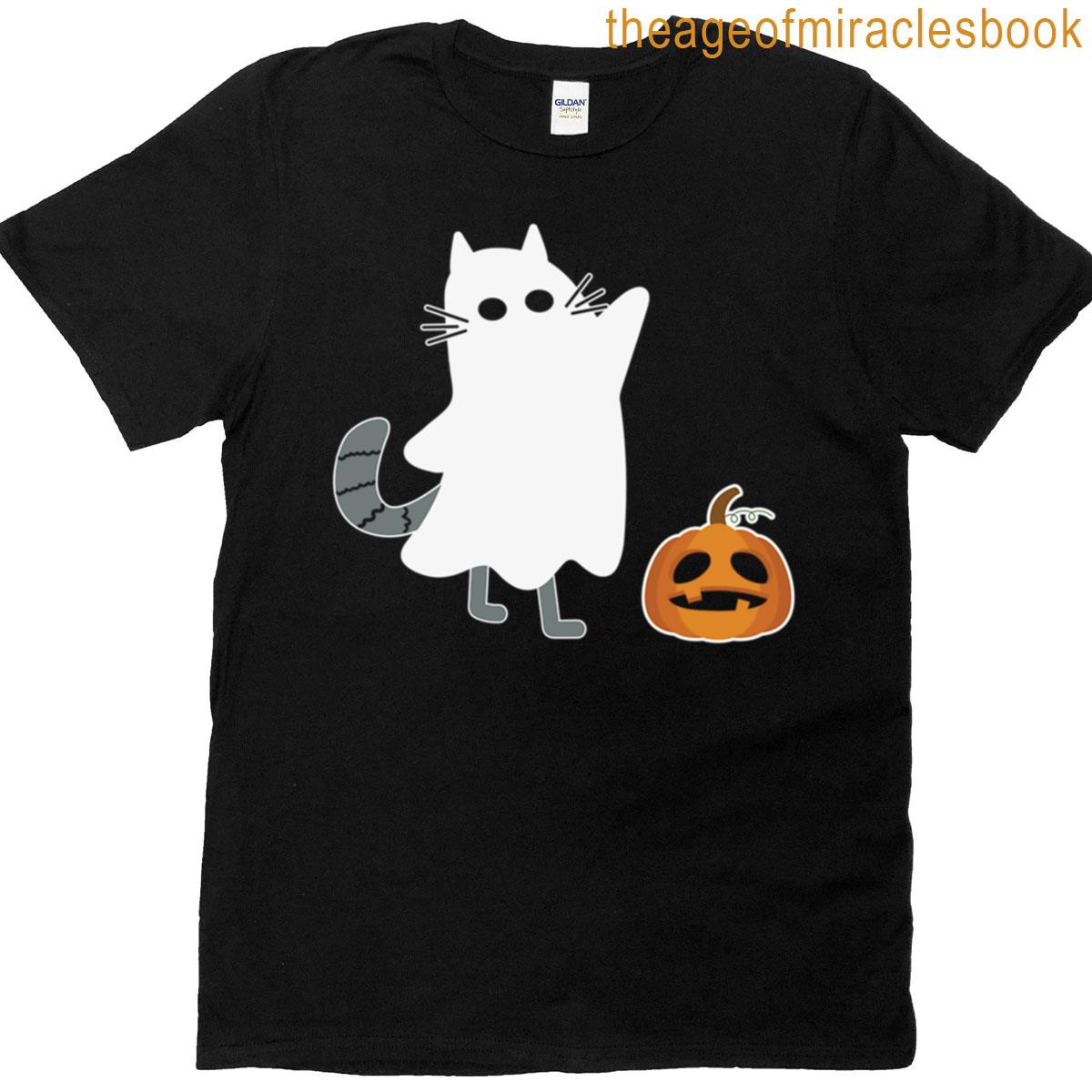 Ghost Cat Pumpkin Halloween T-shirt