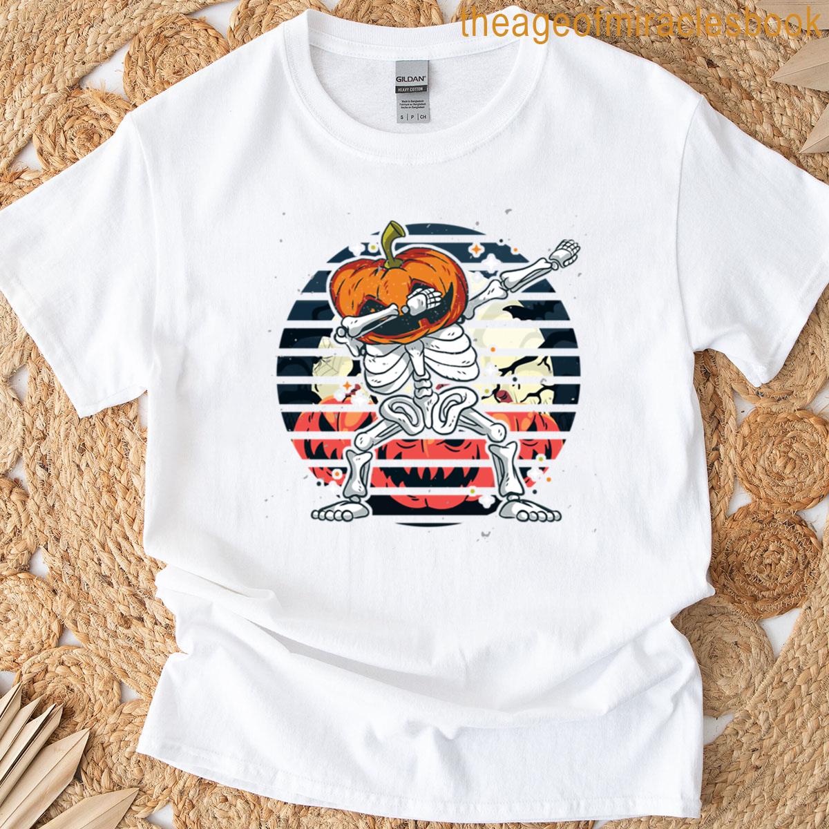 Halloween Dab Skeleton Pumpkin T-shirt