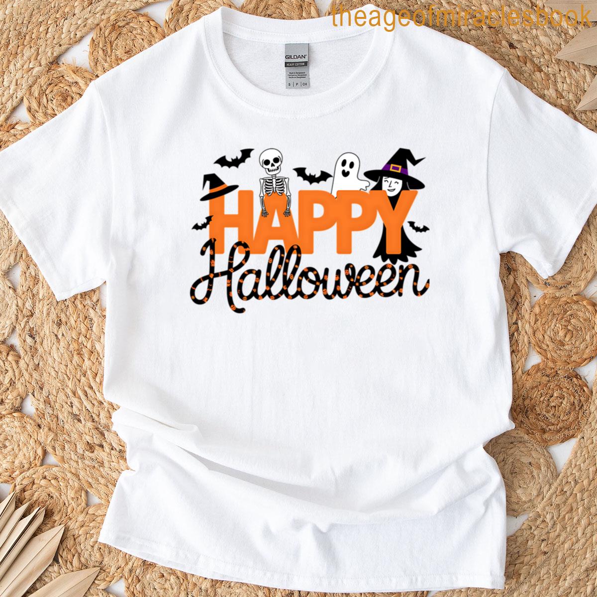 Happy Halloween – Skeleton Witch Ghost Bats T-shirt