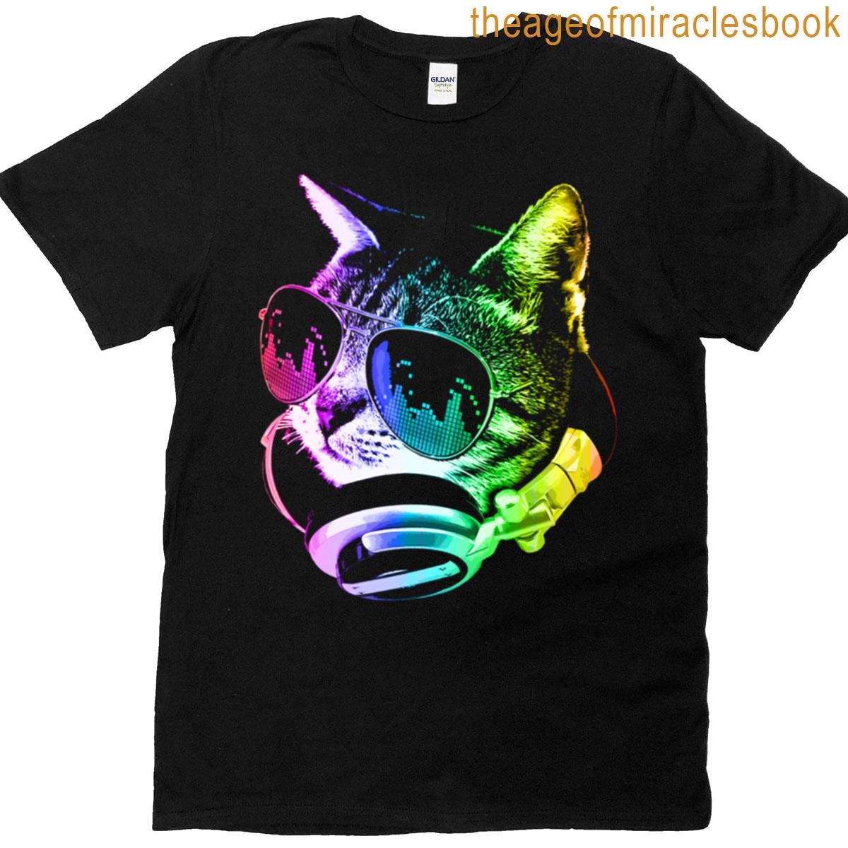 Rainbow Music Cat T-shirt