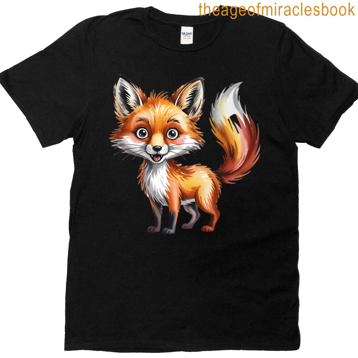 Red Fox Whimsical Watercolor Illustration T-shirt