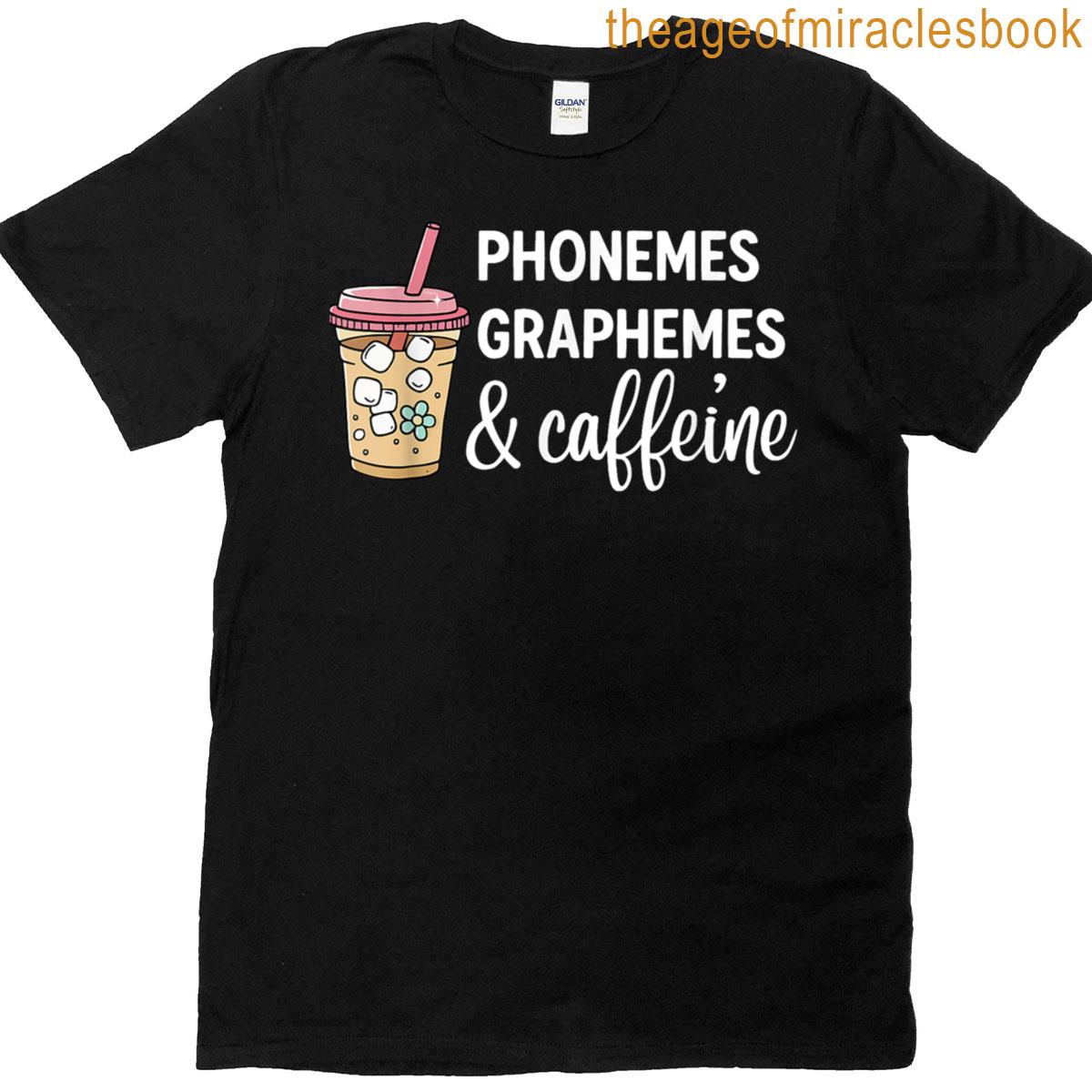 Retro Phonemes Graphemes And Caffeine Funny Drinking Coffee T-shirt