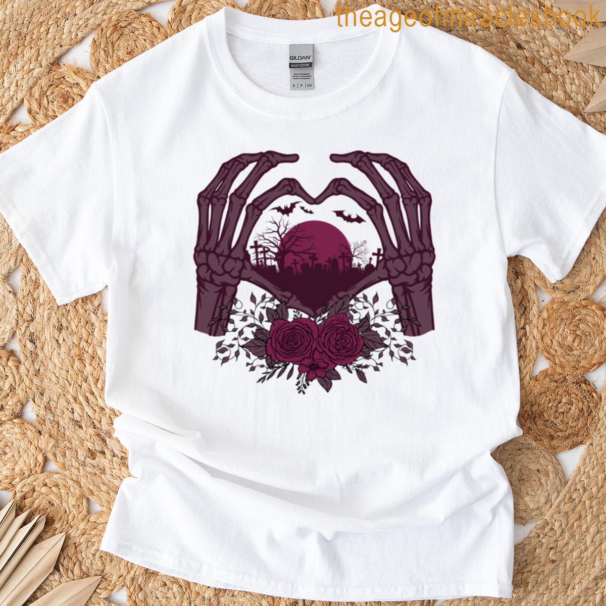 Skeleton Hand With Rose Halloween T-shirt