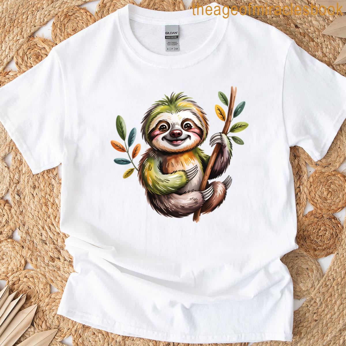 Sloth Whimsical Watercolor Illustration T-shirt