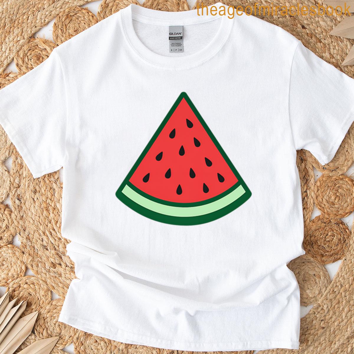 Watermelon Slice Illustration Cute Summer Fruit Design Fun Minimalist Pattern T-shirt