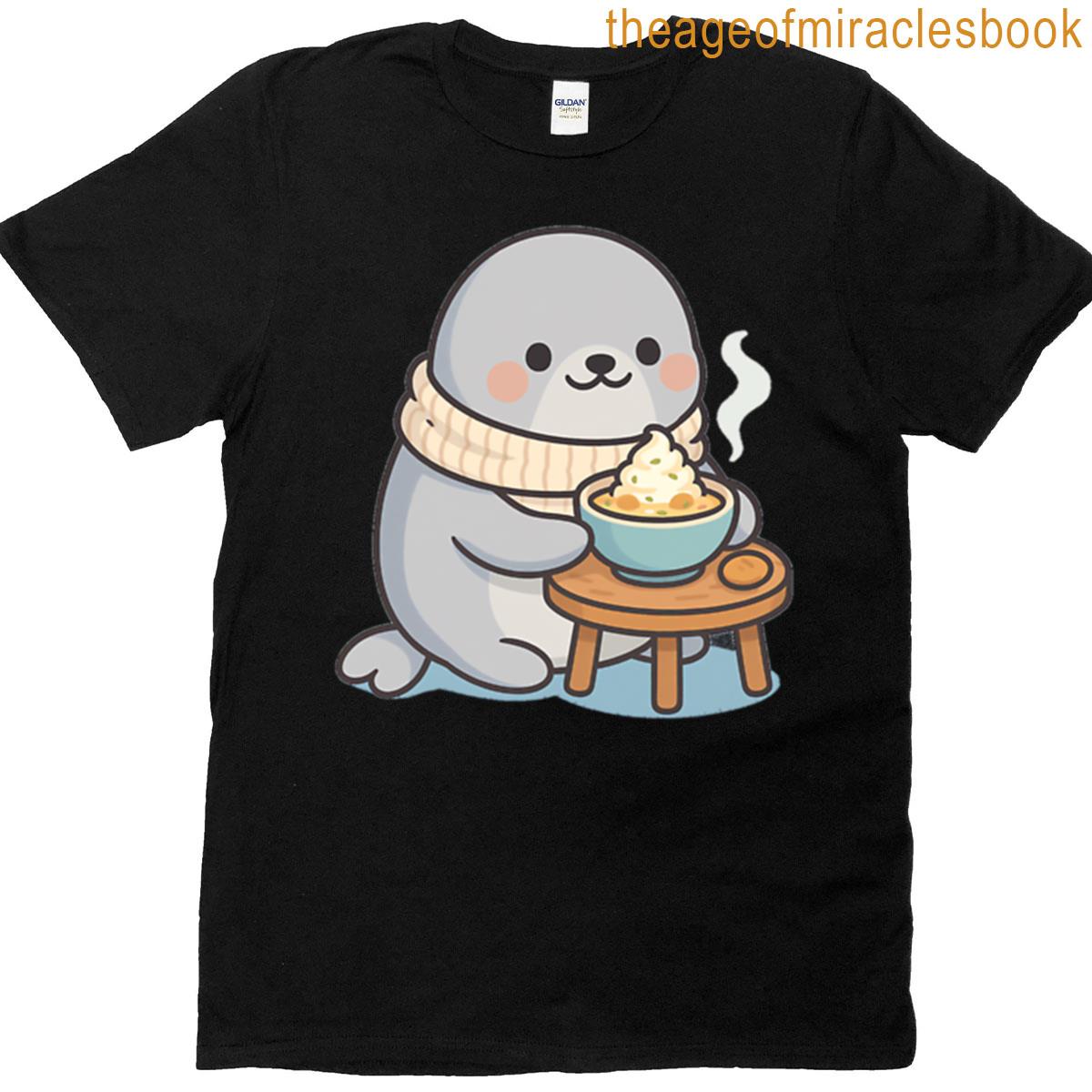 Kawaii Seal With Chowder Winter Comforts T-shirt