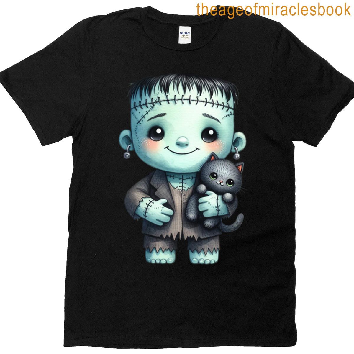 Little Frankenstein With A Black Cat T-shirt