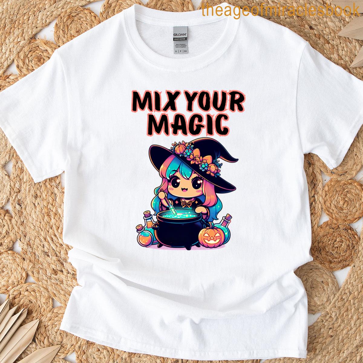 Mix Your Magic Cute Witch Halloween Design T-shirt