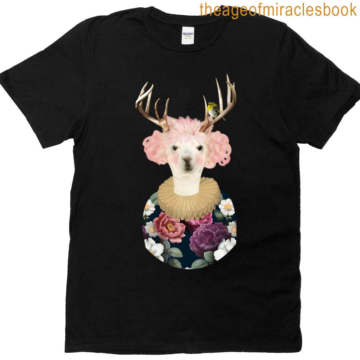 Cute Victorian Alpacadeer Portrait Oversized T-shirt