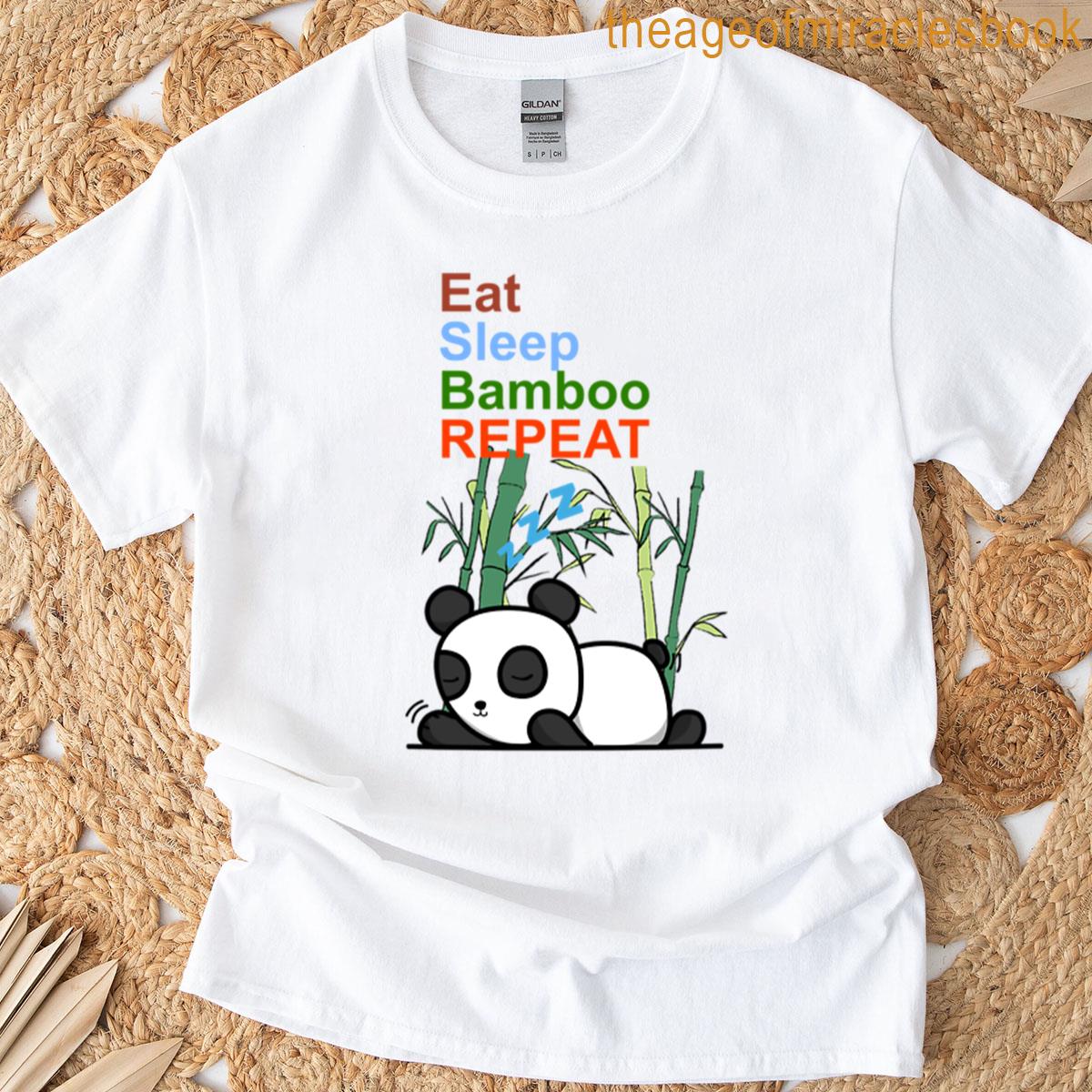 Eat Sleep Bamboo Repeat Cute Panda Design Oversized T-shirt