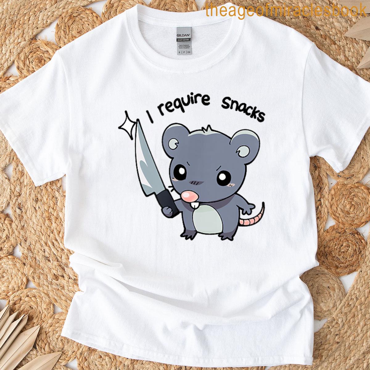 I Require Snacks Funny Rat With Knife T-shirt