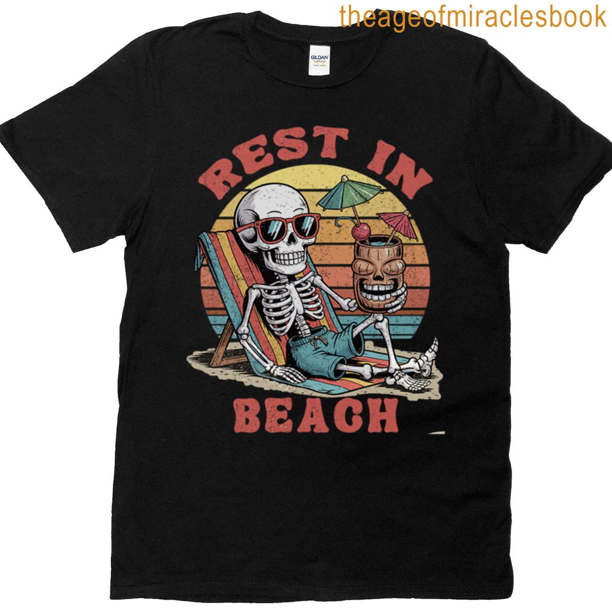 Rest In Beach – Funny Skeleton Beach Bum Oversized T-shirt