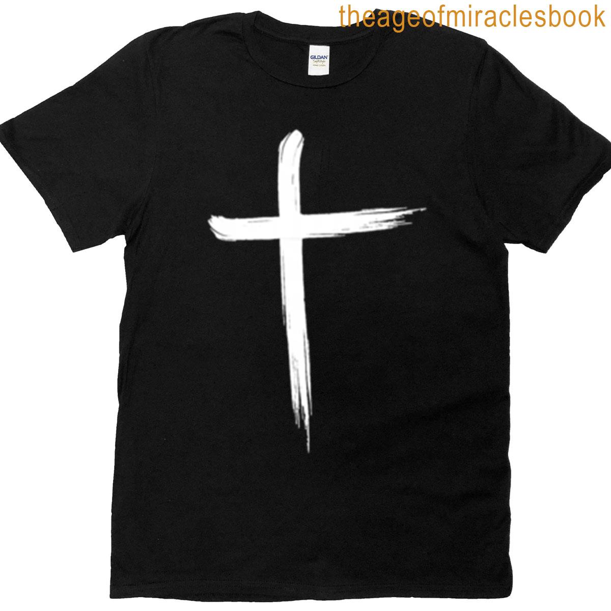 Simple Bold Brush Stroke Christian Cross Tee T-shirt