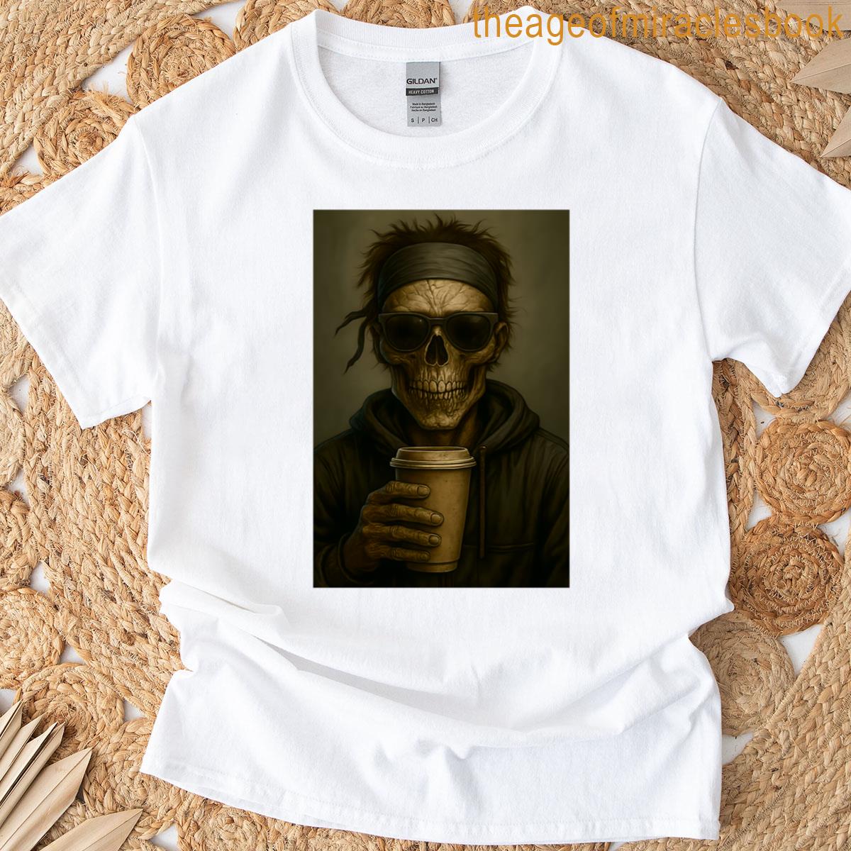 Zombie In Sunglasses Drinking Coffee Oversized T-shirt