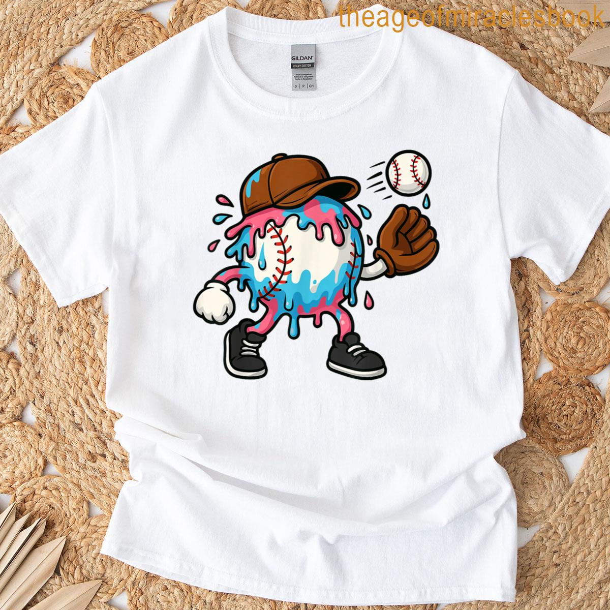 Baseball Drip For Boys Ice Cream Drip Baseball T-shirt