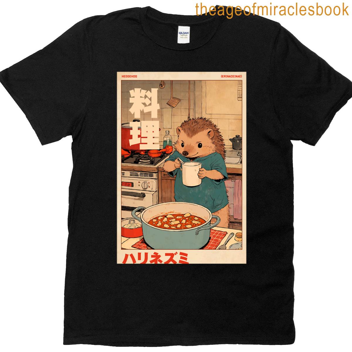 Hedgehog Chef Retro Poster T-shirt