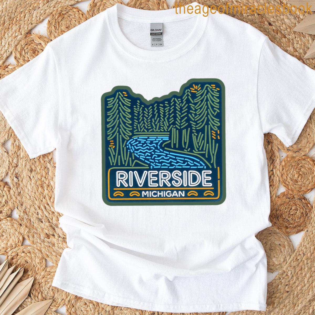 Riverside Michigan Neon Light Decal T-shirt