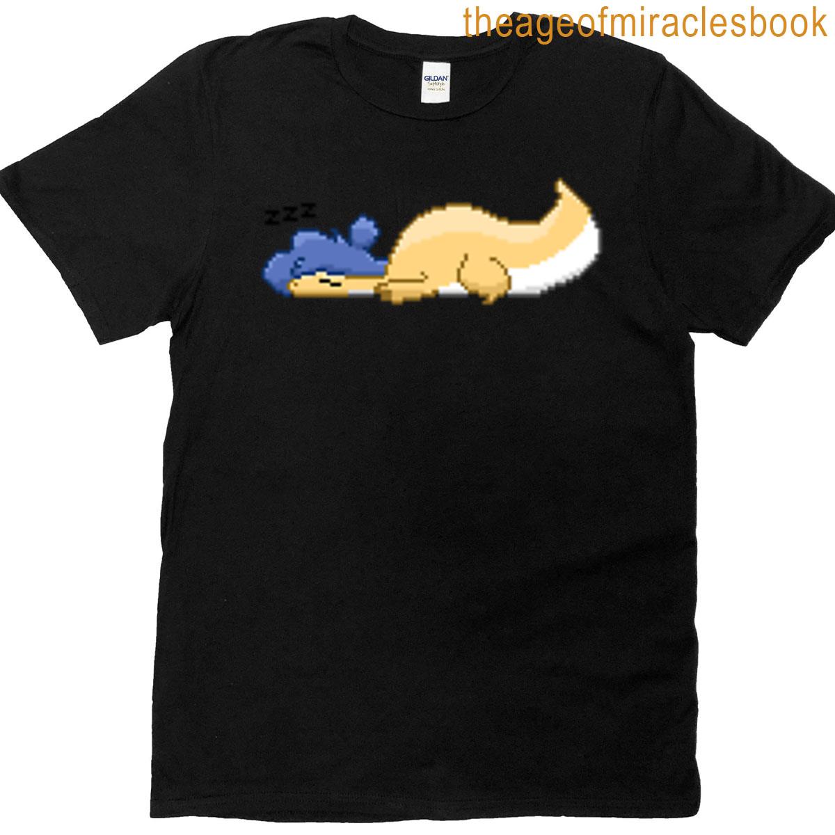Sleepy Large Yellow Pixel Dragon T-shirt