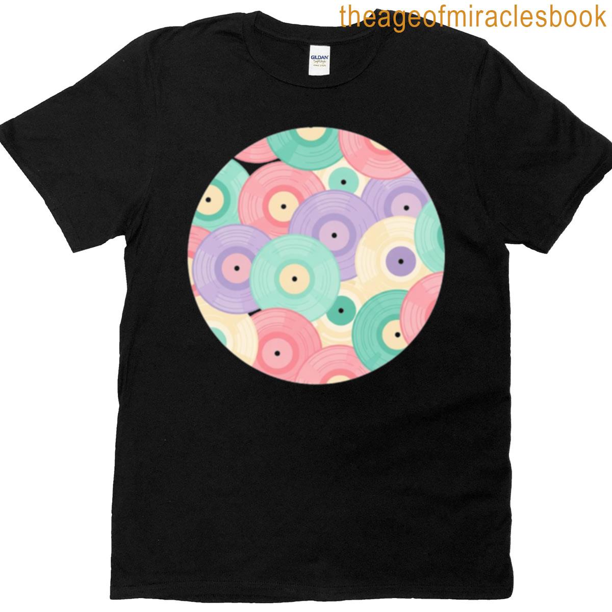Aesthetic Vinyl Records Circle Sticker T-shirt
