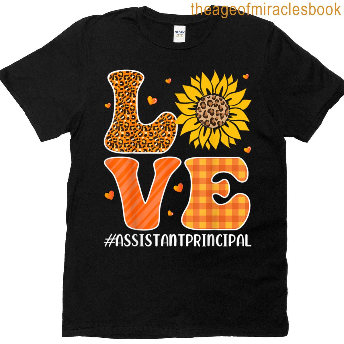 Assistant Principal Love Fall Pumpkin Leopard Halloween T-shirt