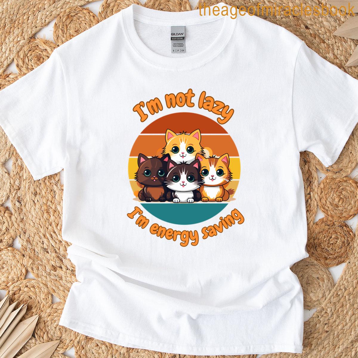 Cute Lazy Cats Energy Saving T-shirt