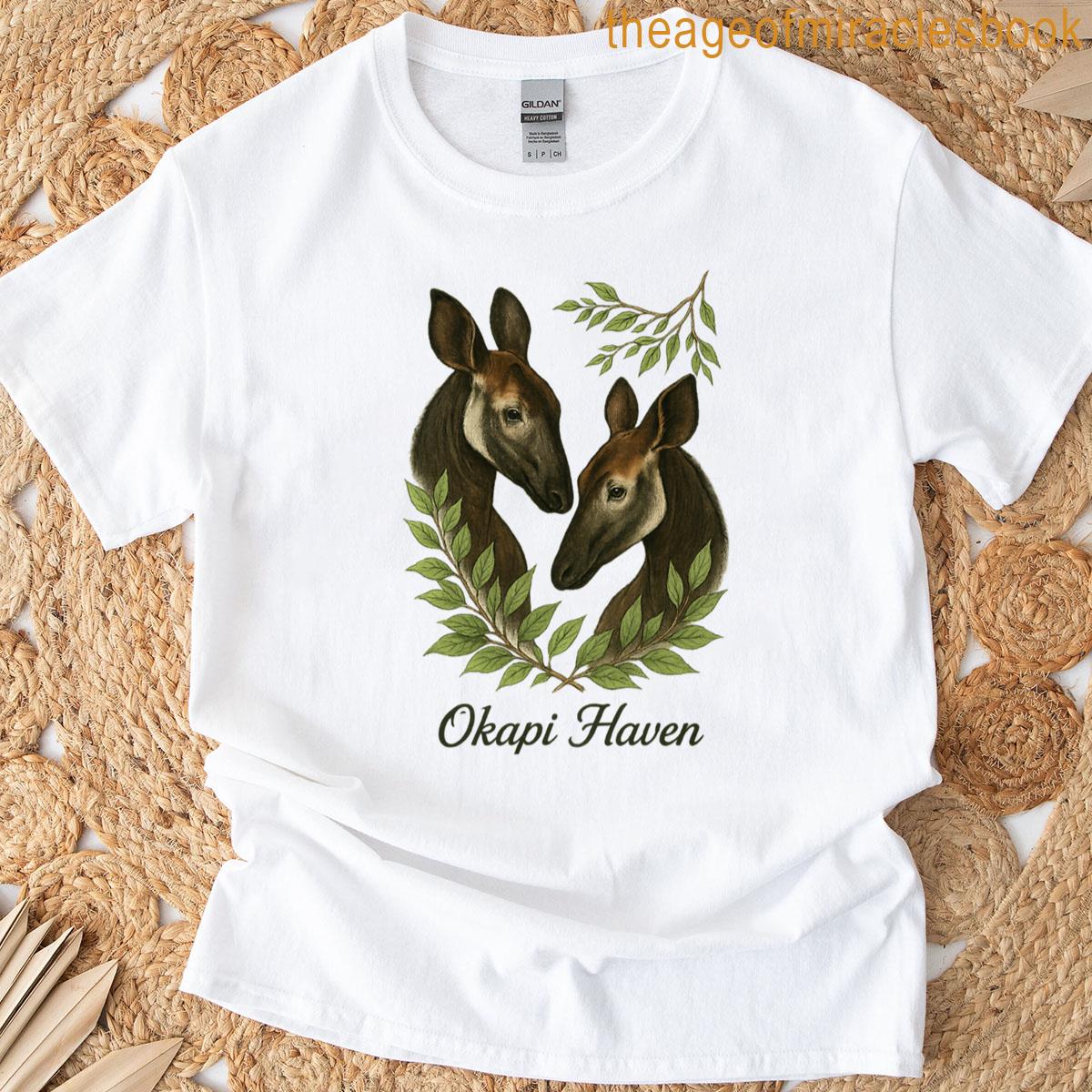 Okapi Haven Two Forest Dwelling Gentle Spirits Design T-shirt