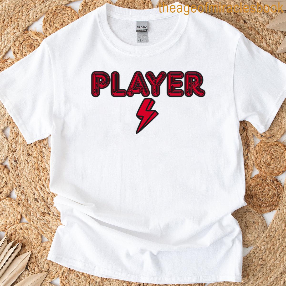 Player With Lightning Bolt Black And Red T-shirt