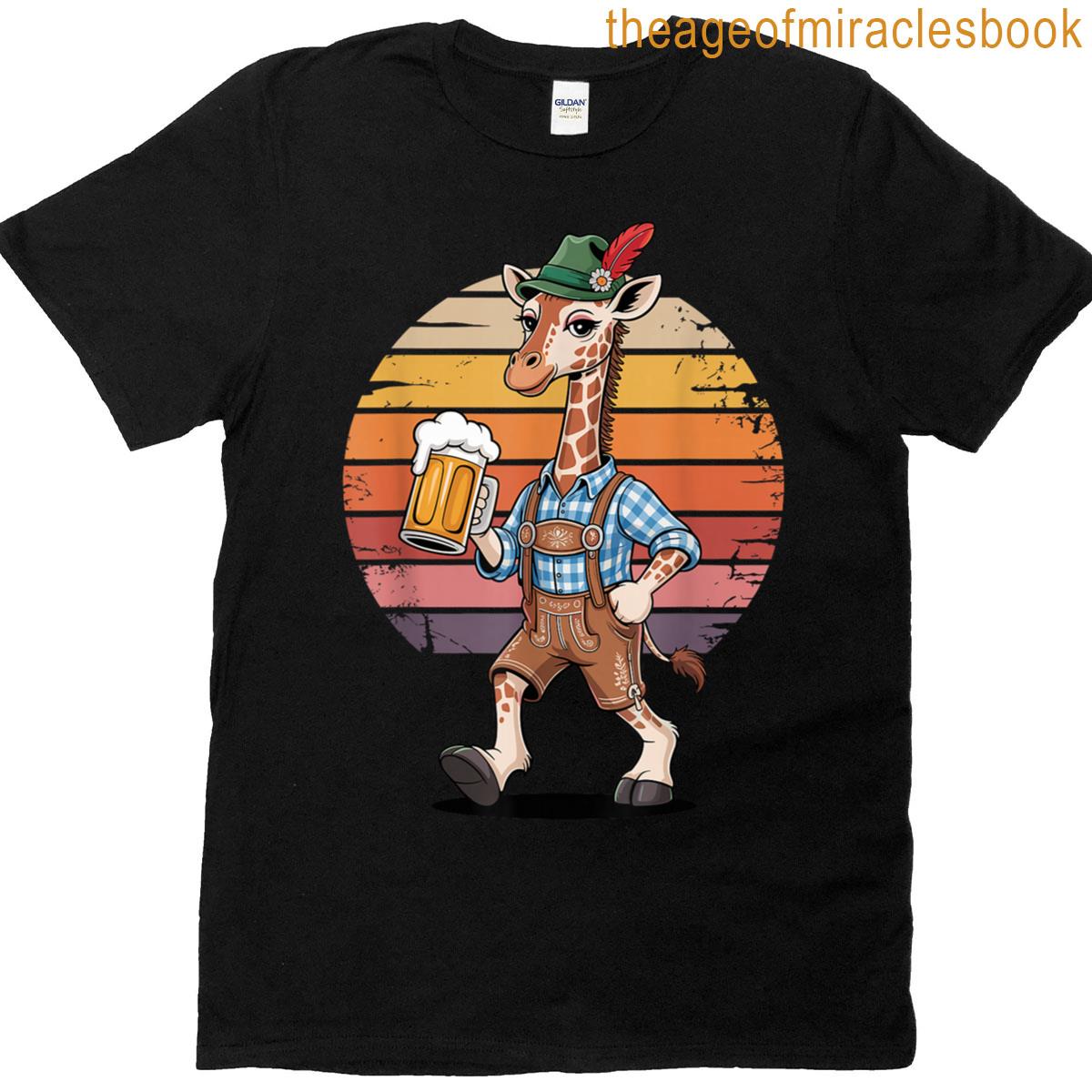Retro Giraffe Beer Drinking Giraffes T-shirt