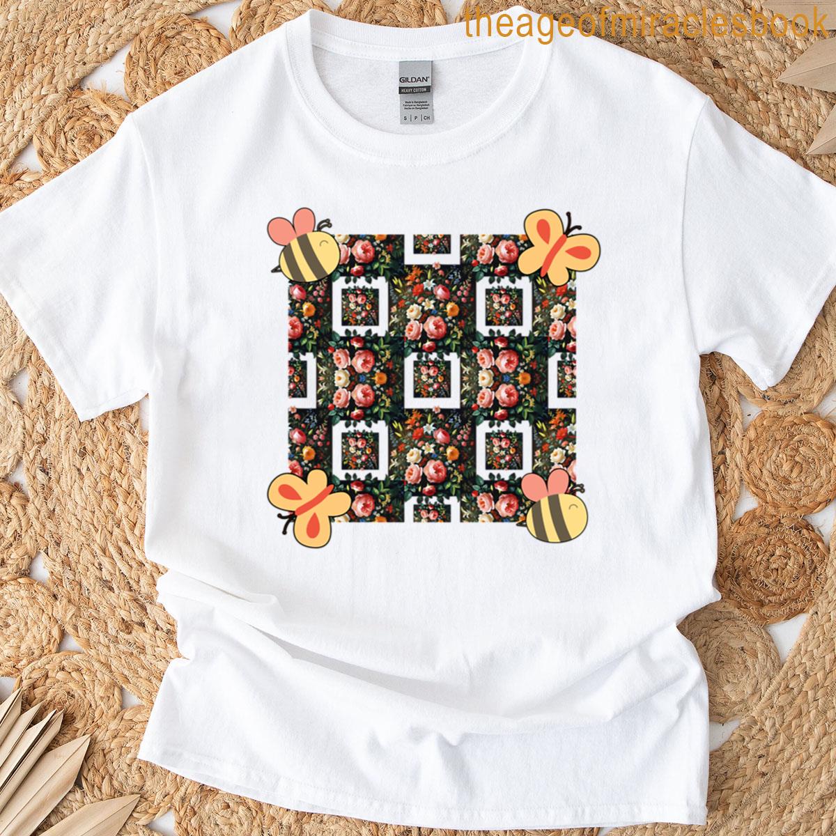Romantic Garden Blooms Pattern T-shirt