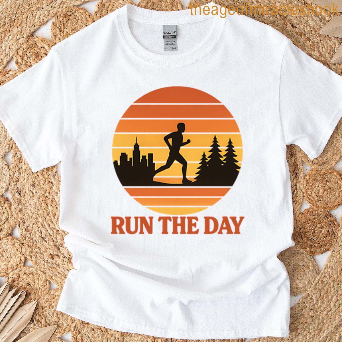 Run The Day Retro Sunset Runner Premium T-shirt