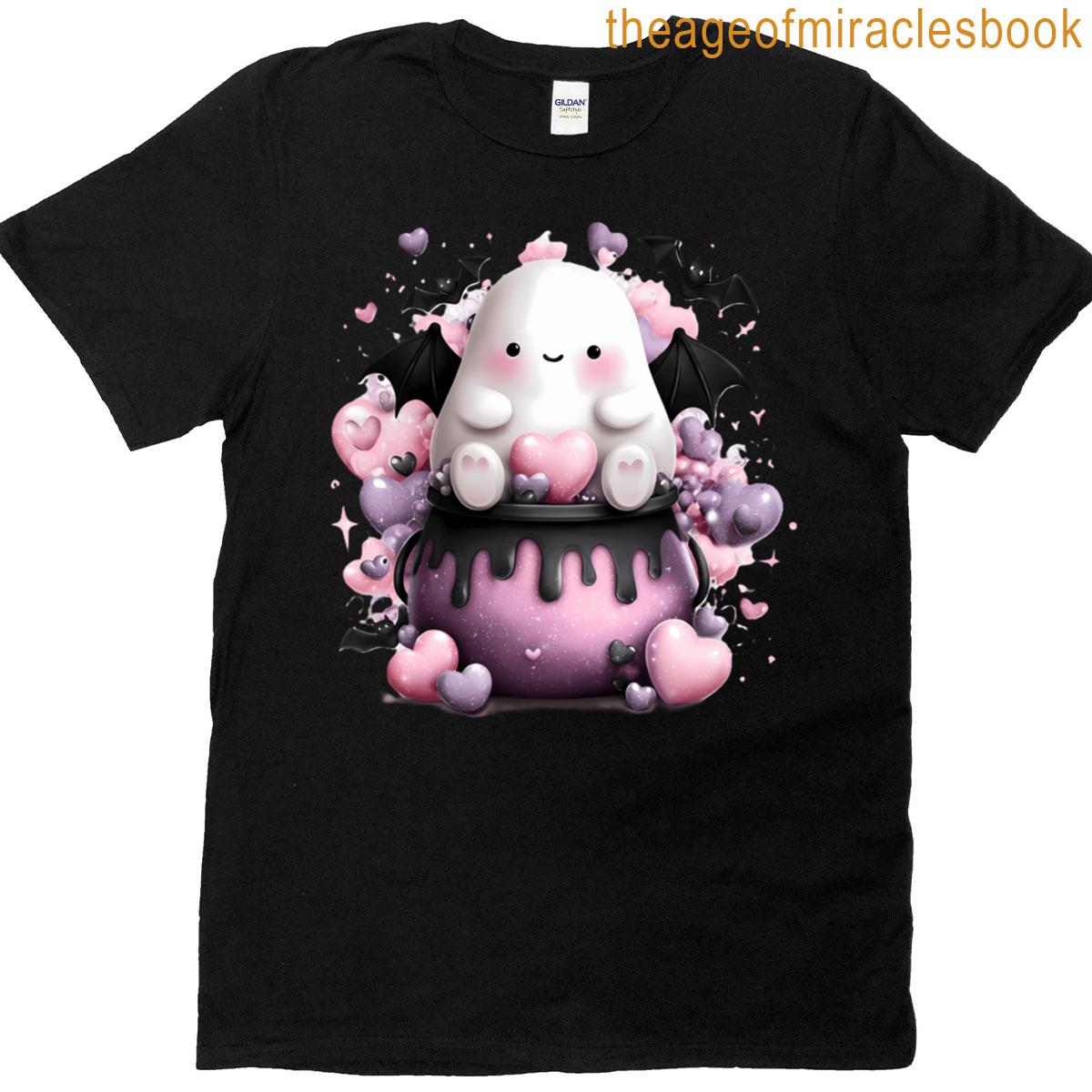 Adorable Ghost Bat Heart Cauldron Halloween Magic T-shirt