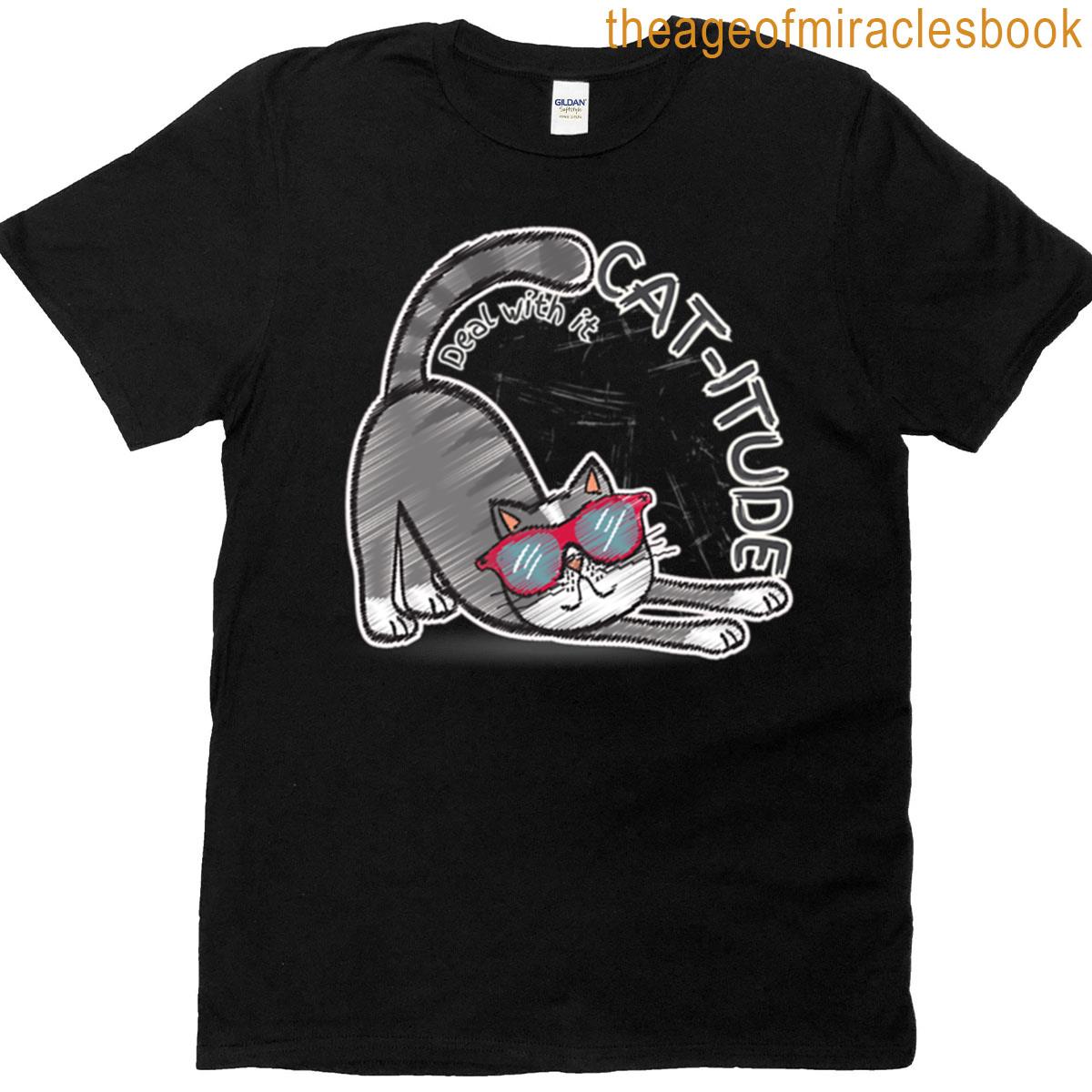 Cat-itude Deal With It T-shirt