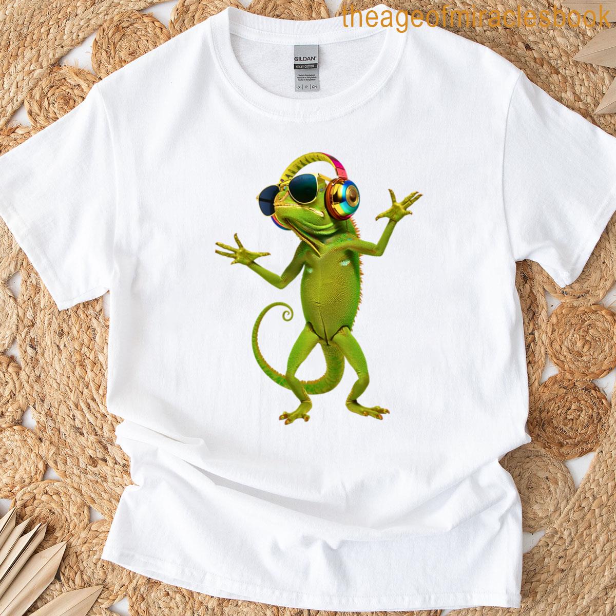 Dancing Iguana Dj With Headphones T-shirt