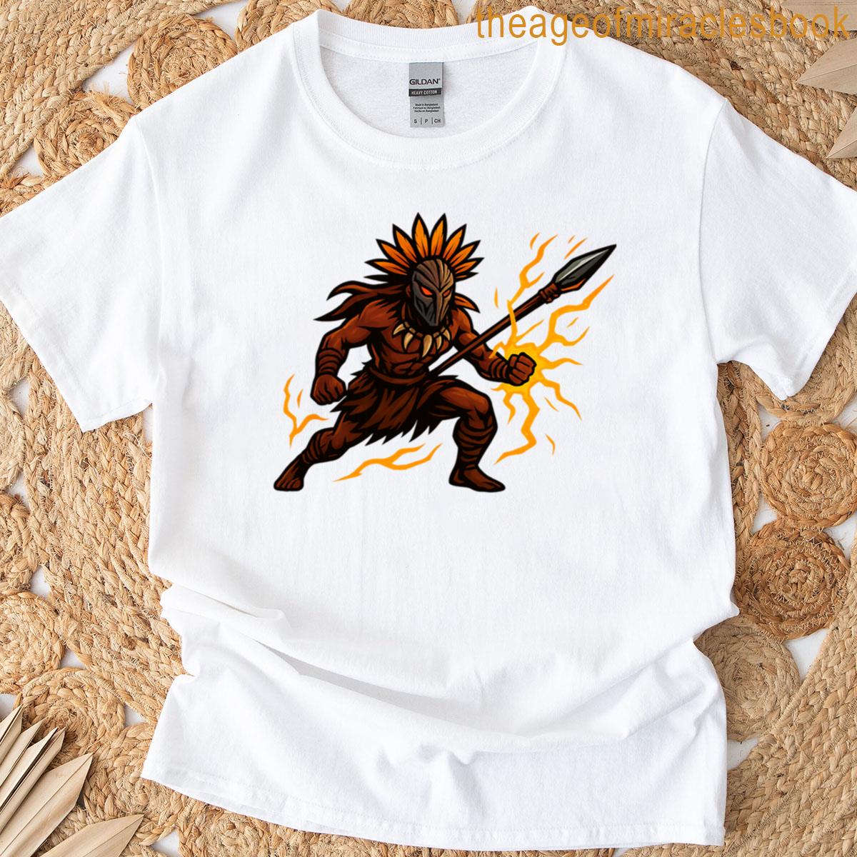 Electric Tribal Warrior With Spear T-shirt