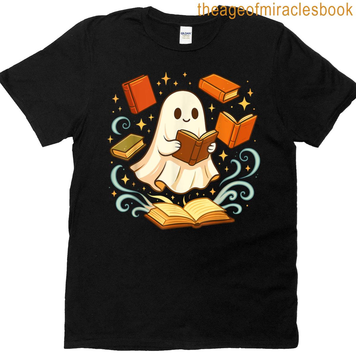 Halloween Cute Ghost Reading Books Ghost T-shirt