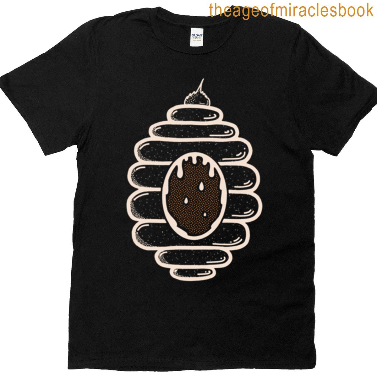 Honey Packed Bee Hive – White Outline T-shirt