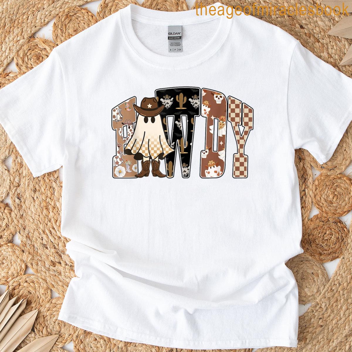 Howdy Western Cowboy Ghost Halloween Fall Spooky Pattern T-shirt