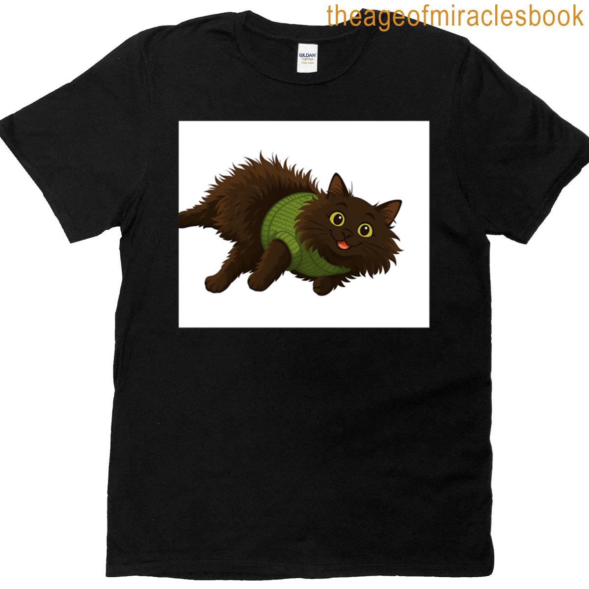 Minimalist Black Cat Illustration T-shirt
