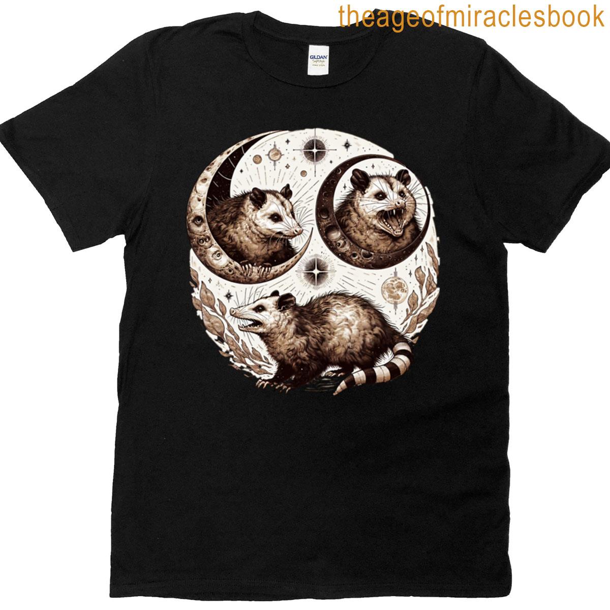 Opossum Crescent Moons Celestial Vintage Ink T-shirt